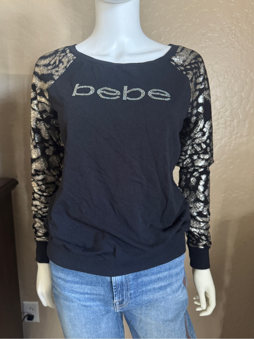 Bebé black metallic top  sweater medium